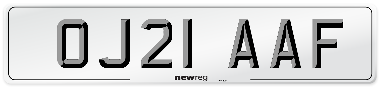 OJ21 AAF Number Plate from New Reg